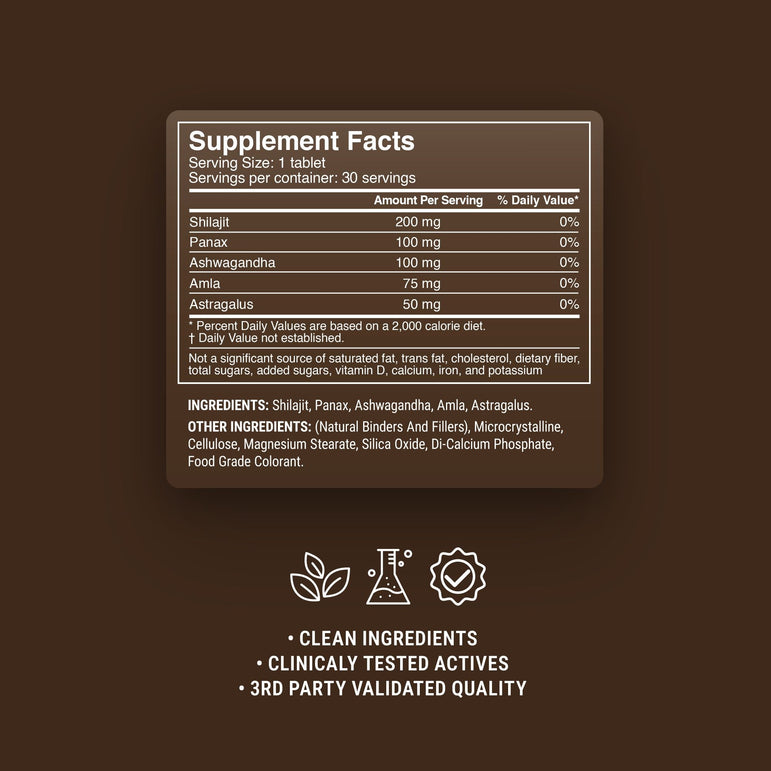 Shilajit Energy + Mineral Tonic Tablets - hellotabs